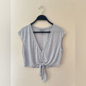 Forever 21 Light Gray Tie-Front Crop Top